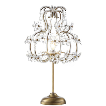 Clara 20.5" Crystal Flower Beaded Girandole Metal/Acrylic LED Table Lamp - JONATHAN Y